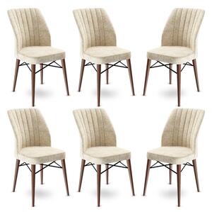 Set 6 scaune haaus Flex, Crem/Maro, textil, picioare metalice