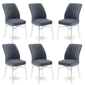 Set 6 scaune haaus Flex, Fum/Alb, textil, picioare metalice