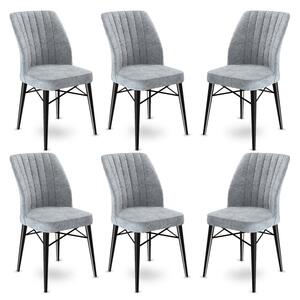 Set 6 scaune haaus Flex, Gri/Negru, textil, picioare metalice