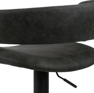 Set 2 scaune de bar tapitate cu stofa si picior metalic Grace Antracit / Negru, l54,5xA48,5xH104 cm