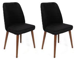 Set 2 scaune haaus Tutku, Negru/Nuc, textil, picioare metalice