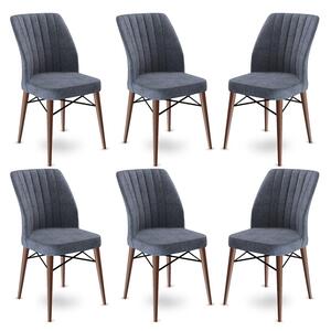 Set 6 scaune haaus Flex, Fum/Maro, textil, picioare metalice