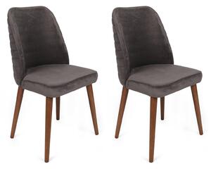 Set 2 scaune haaus Tutku, Antracit/Nuc, textil, picioare metalice