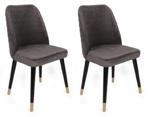 Set 2 scaune haaus Hugo, Antracit/Negru/Auriu, textil, picioare metalice