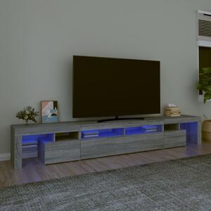 Comodă TV cu lumini LED, gri sonoma, 260x36,5x40cm
