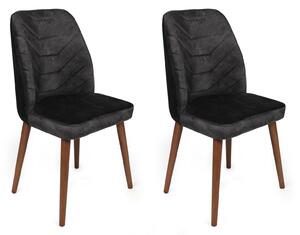 Set 2 scaune haaus Dallas, Antracit/Maro, textil, picioare metalice