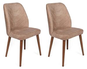 Set 2 scaune haaus Dallas, Mink/Nuc, textil, picioare metalice