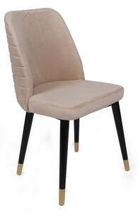 Set 2 scaune haaus Hugo, Crem/Negru/Auriu, textil, picioare metalice