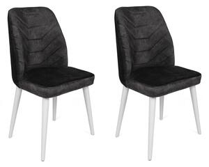 Set 2 scaune haaus Dallas, Antracit/Alb, textil, picioare metalice