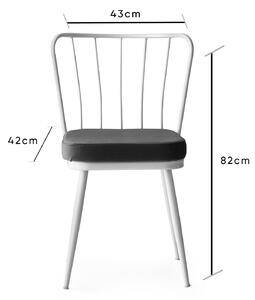 Set 4 scaune haaus Yıldız, Alb, textil, picioare metalice