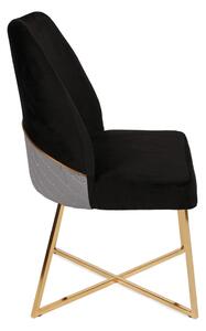 Set 2 scaune haaus Madrid, Auriu/Negru, textil, picioare metalice