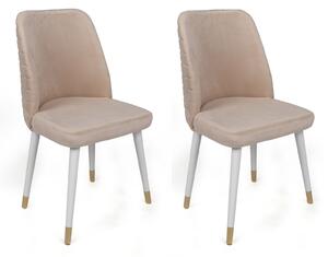 Set 2 scaune haaus Hugo, Crem/Alb/Auriu, textil, picioare metalice