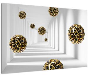 Tablou abstract cu mingi de fotbal (90x60 cm)