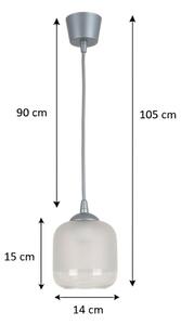 Brilagi - Lustră LED suspendată pe cablu RETRO GLASS 1xE27/60W/230V diam. 14 cm argintiu/alb
