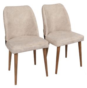 Set 2 scaune haaus Nova, Crem/Nuc, textil, picioare metalice