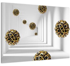 Tablou abstract cu mingi de fotbal (70x50 cm)