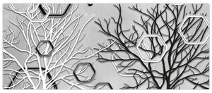 Tablou abstract cu pomi (120x50 cm)