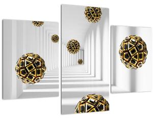 Tablou abstract cu mingi de fotbal (90x60 cm)