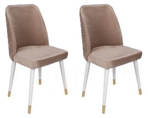 Set 2 scaune haaus Hugo, Bej/Alb/Auriu, textil, picioare metalice