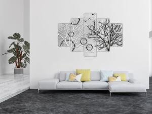 Tablou abstract cu pomi (150x105 cm)