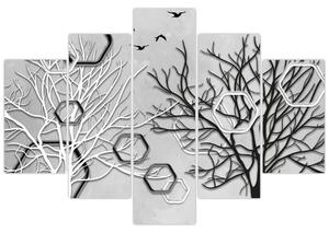 Tablou abstract cu pomi (150x105 cm)