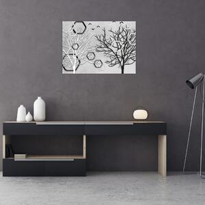 Tablou abstract cu pomi (70x50 cm)