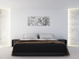 Tablou abstract cu pomi (120x50 cm)
