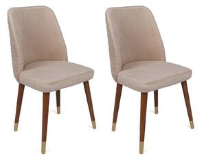 Set 2 scaune haaus Hugo, Crem/Gold, textil, picioare metalice
