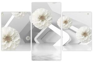 Tablou abstract cu flori albe (90x60 cm)