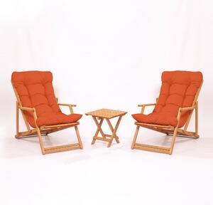 Set mobilier gradina haaus My007, 3 piese, Portocaliu/Natural, 100% lemn de fag
