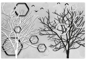 Tablou abstract cu pomi (90x60 cm)