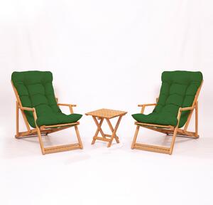 Set mobilier gradina haaus My007, 3 piese, Verde/Natural, 100% lemn de fag
