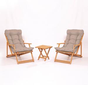 Set mobilier gradina Relax haaus V2, 3 piese, Maro/Natural, 100% lemn de fag