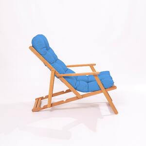 Set mobilier gradina Relax haaus V2, 3 piese, Albastru/Natural, 100% lemn de fag