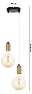 Lustră pe cablu MIROS 2xE27/60W/230V rotundă neagră/aurie