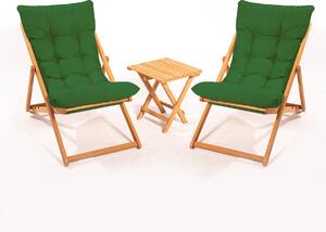 Set mobilier gradina Relax haaus V1, 3 piese, Verde/Natural, 100% lemn de fag