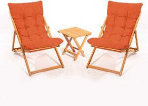 Set mobilier gradina haaus My005, 3 piese, Portocaliu/Natural, 100% lemn de fag