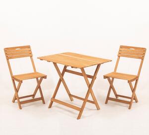 Set mobilier gradina Rivi haaus V2, 3 piese, perna inclusa, Natural/Crem, 100% lemn de fag