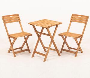 Set mobilier gradina Rivi haaus V1, 3 piese, perna inclusa, Natural/Crem, 100% lemn de fag