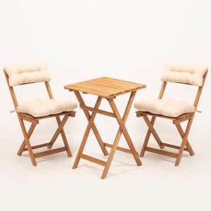 Set mobilier gradina Rivi haaus V1, 3 piese, perna inclusa, Natural/Crem, 100% lemn de fag
