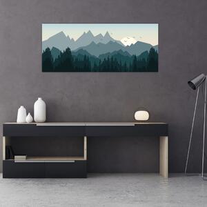 Tablou - Munții cu privirea graficeanului (120x50 cm)