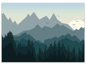 Tablou - Munții cu privirea graficeanului (70x50 cm)