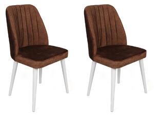 Set 2 scaune haaus Alfa, Maro/Alb, textil, picioare metalice