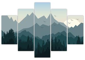Tablou - Munții cu privirea graficeanului (150x105 cm)