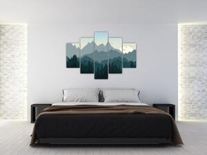 Tablou - Munții cu privirea graficeanului (150x105 cm)