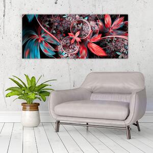 Tablou abstract cu flori exotice (120x50 cm)