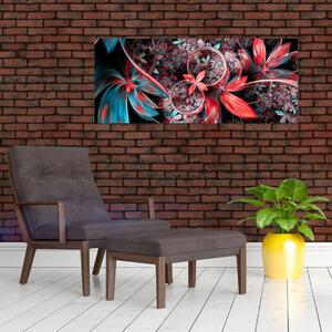 Tablou abstract cu flori exotice (120x50 cm)