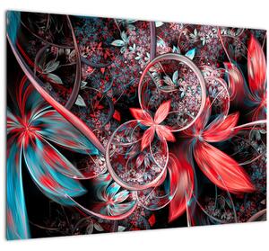 Tablou pe sticlă abstract cu flori exotice (70x50 cm)