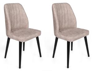 Set 2 scaune haaus Alfa, Crem/Negru, textil, picioare metalice