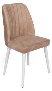 Set 2 scaune haaus Alfa, Mink/Alb, textil, picioare metalice